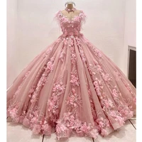 pink luxury princess quinceanera dress 2022 party gown princess with lace appliques crystal beads sleeveless neck corset sweep