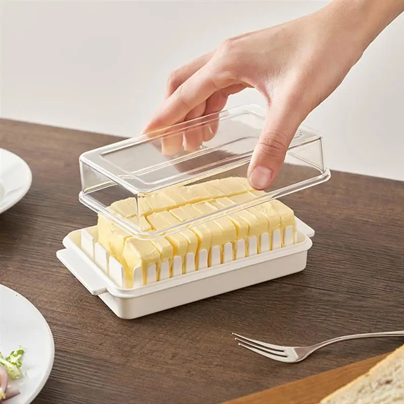 

Butter Dish with Lid Dust-proof Slicing Storage Box Plastic Clear Cheese Fresh-keeping Case Transparent Cheese Crisper With Lid
