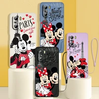 pink mickey minnie london phone case for redmi k50 k40 gaming k30 k30s 10 10c 10x 9a 9 9t 9c 9at 8 8a 5g liquid rope cover