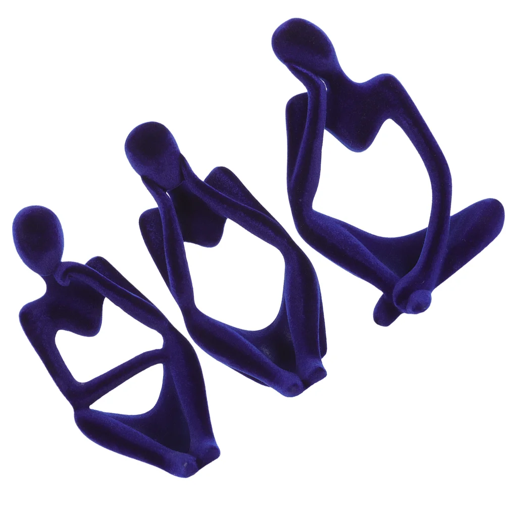 

3 Pcs Crafts Abstract Figure Sculpture Thinker Statue Decors Household Resin Decoration