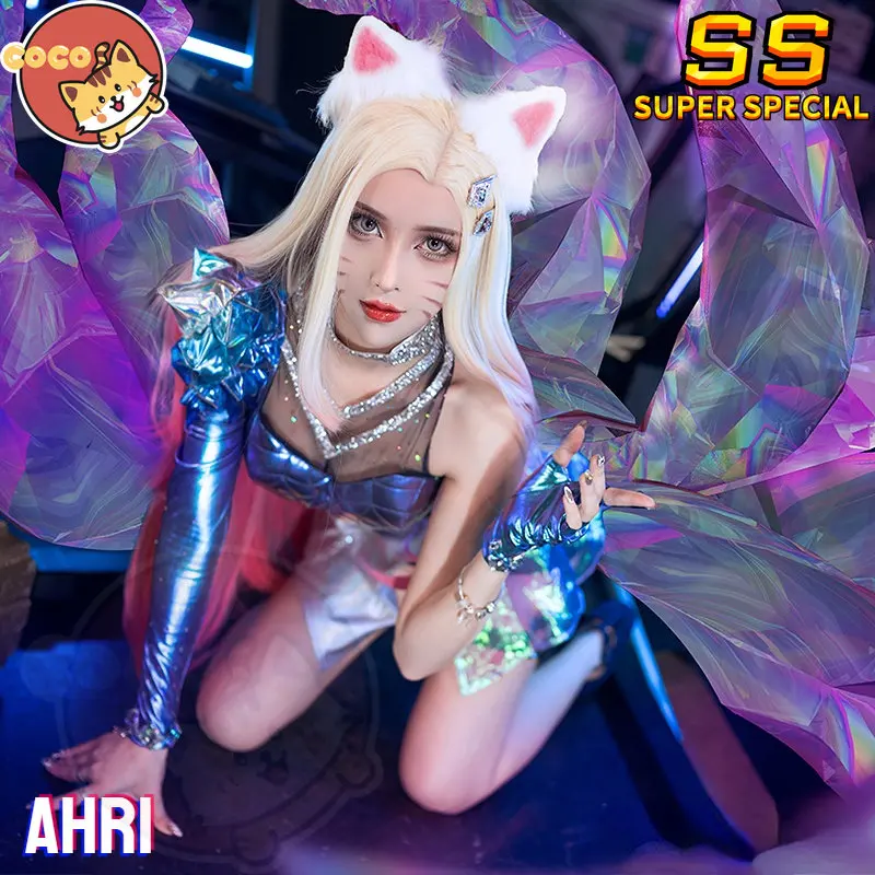 

CoCos-SS Game LOL KDA Ahri Cosplay Costume Game Cos League of Legends K/DA Cosplay ALL OUT FOX Ahri Costume and Cosplay Wig