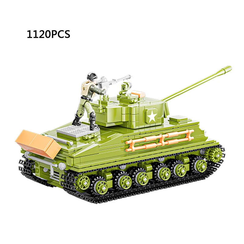 

World War United States M4 Sherman Medium Tank Mega Block Ww2 1:36 Scale Army Action Figures Building Bricks Toys For Boys Gifts