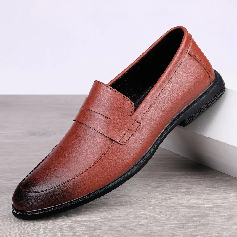 

Men Casual Shoes Luxury Brand Retro Upscale Comfy Prom Evening Long Casual Leather Man Shoes Slip on Flats Shoes for Man Loafers