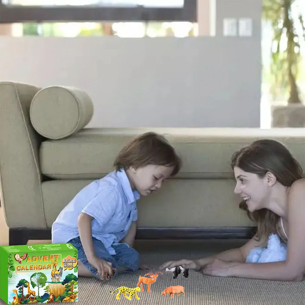 Детский рождественский календарь обратного отсчета с животными и реалистичной