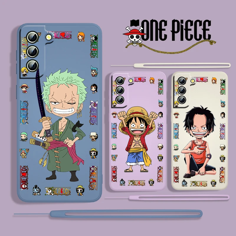 

Anime ONE PIECE Boy For Samsung Galaxy S22 S21 S20 S10 5G Note 20 10 Ultra Plus Pro FE Lite Liquid Rope Phone Case Fundas Coque