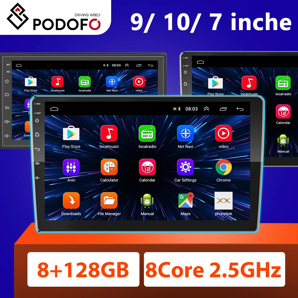 $59.99 Podofo 2 Din Android AI Voice Apple Carplay Radio Car Multimedia Player 8G 128G For Volkswagen Nissan Hyundai Kia Toyota Renault