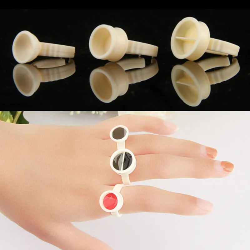 

100pcs Silicone Tattoo Ink Ring Cup Divider Tattoo Pigment Ink Storage Cups Accessories for Eyebrow Lip Permanent Makeup 3 Types