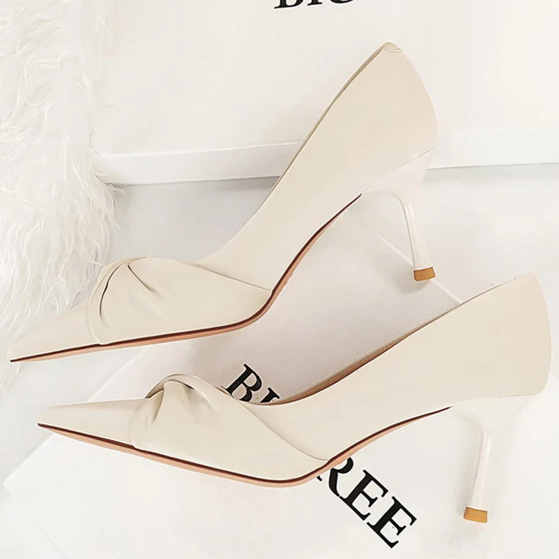 

Элегантные женские дизайнерские туфли-лодочки с бантом, офисные женские туфли на высоком каблуке 7 см, зеленые банкетные туфли-лодочки, большой размер 42 43