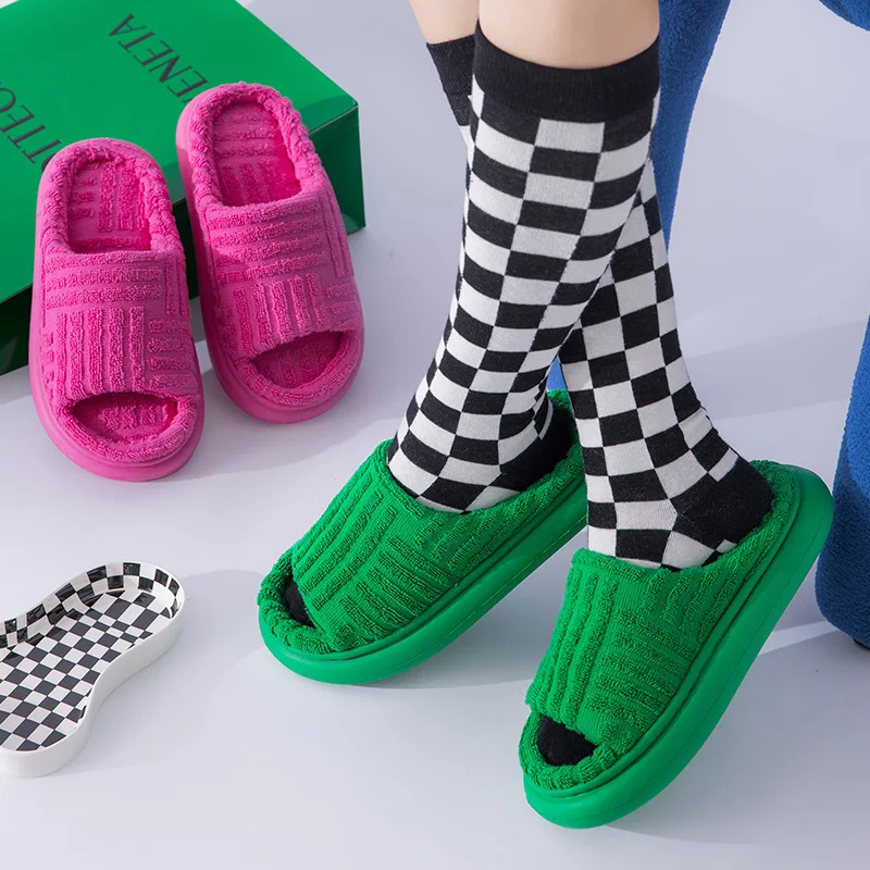 

Luxury Brand Peep Toe Slippers Green Slides for Women Flat Shoes Outwear Flip Flop Platform Zapatillas De Mujer Women's Slippers