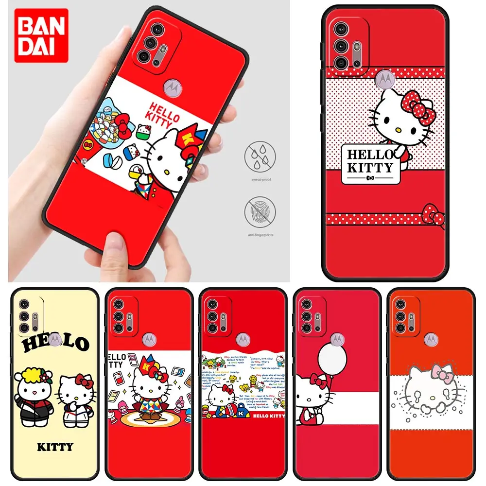 

Hello Kitty Art Japan Case for Motorola Moto G30 G50 G60 G8 G9 G200 G31 G60s Power Plus Play Lite Silicone Black Full Cover Capa