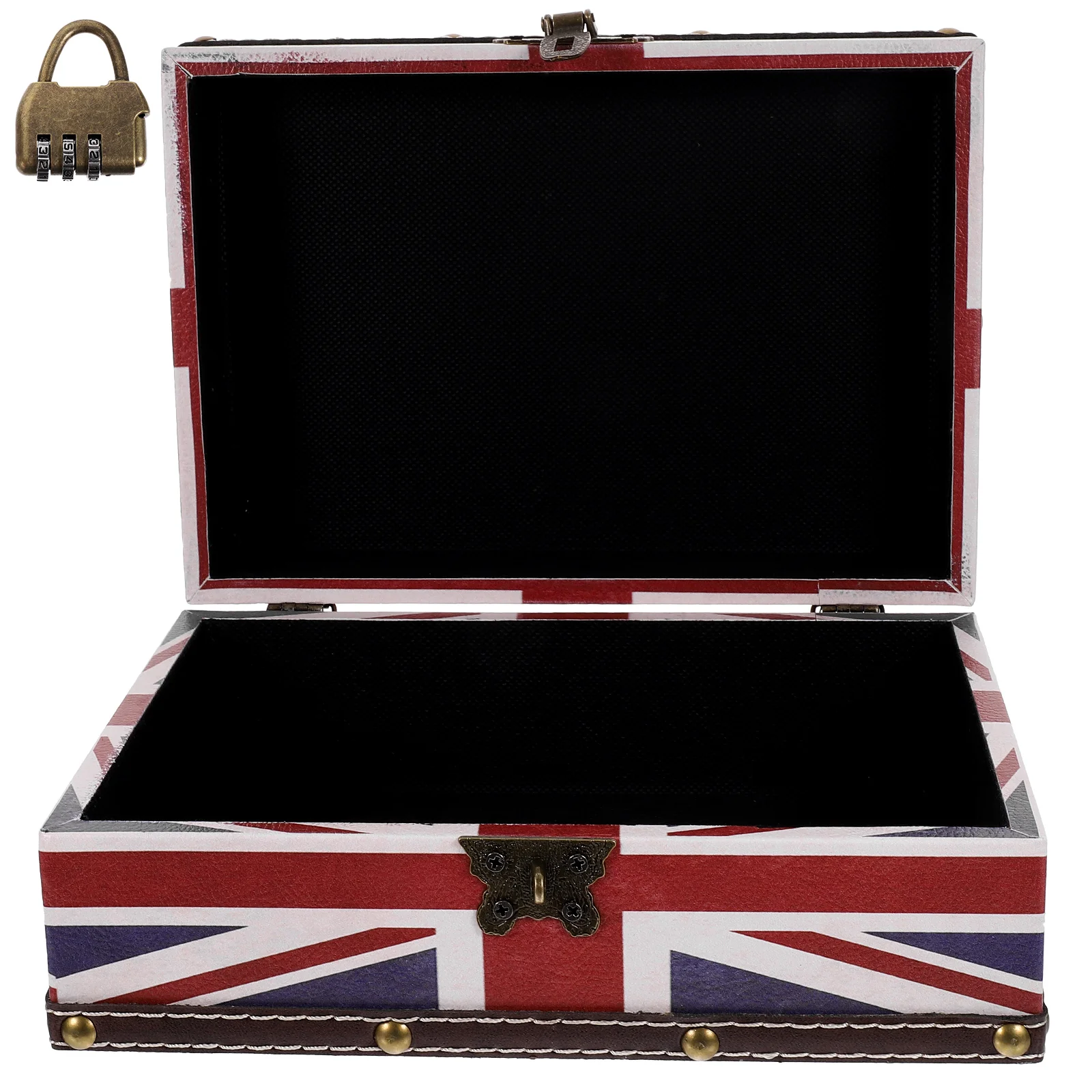 

Wooden Case Trinket Jewelry Organizer British Flag Decorative Zinc Alloy Storage