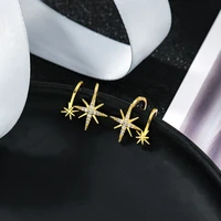 sipengjel fashion cubic zircon fake cartilage earrings ear cuff without piercing clip earrings for women girls jewelry 2022