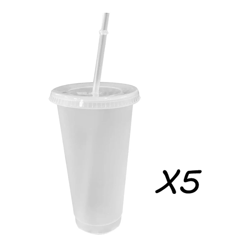 

5PCS Straw Coffee Cup Plastic Tumbler with Straw And Lid Reusable Water Juice Cup for Party Straw Cup Christmas Gifts Coffee Mug