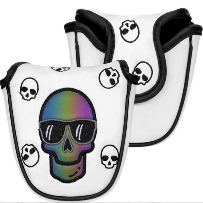 

Golf skull white PU leather with magnetic mallet putter cover for putter mallet putter head cove