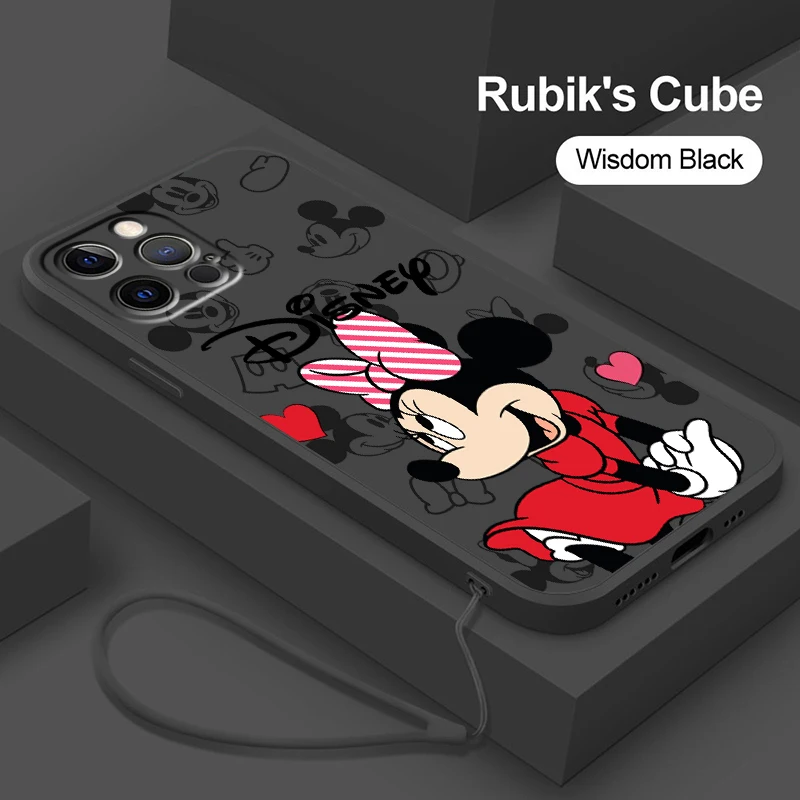 

Disney Minnie Mickey Baby Love Liquid Rope Phone Case For Apple iPhone 14 13 12 11 Pro Max Mini XR X 8 7 6S SE Plus Cover