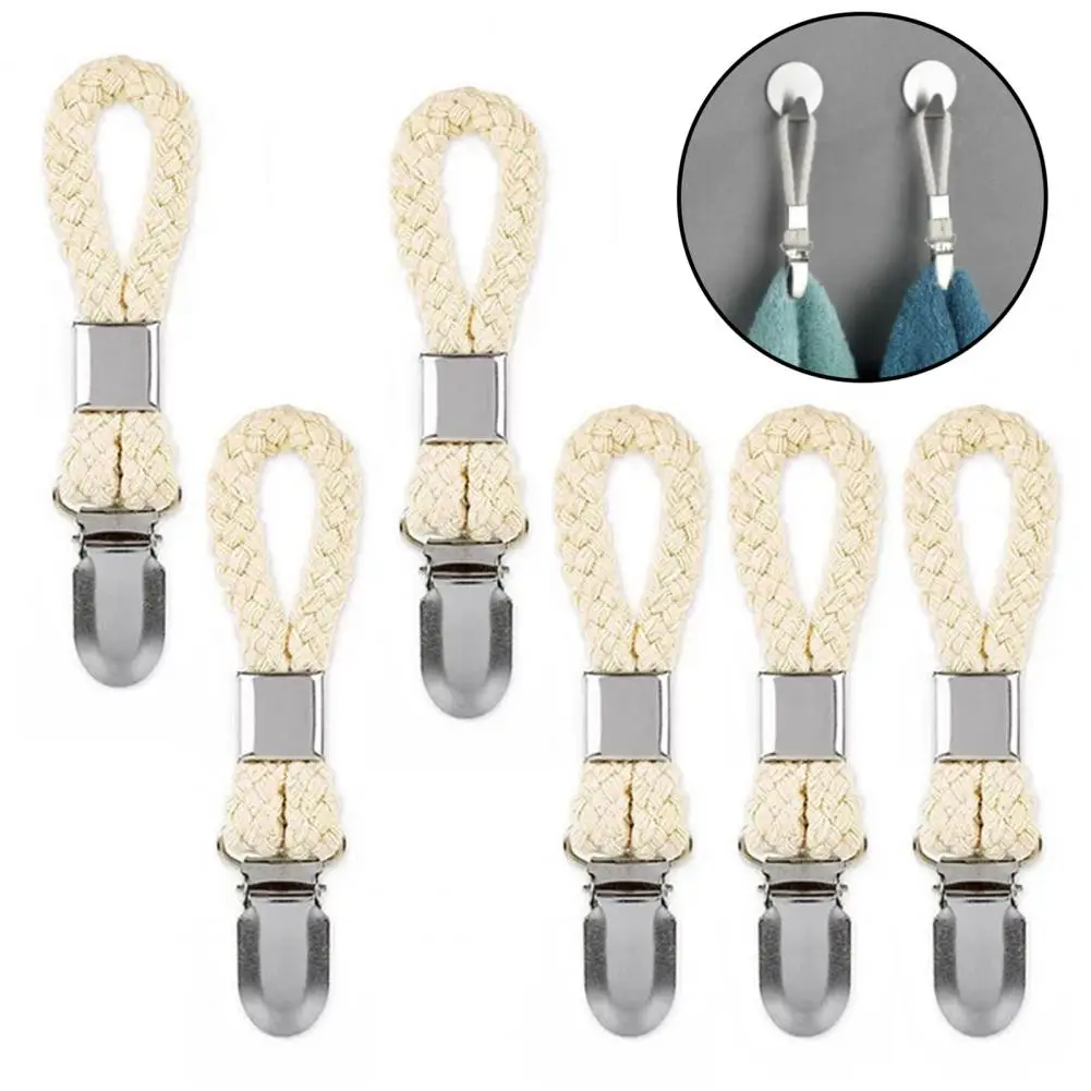 

6 шт. зажим для полотенца с металлическим зажимом многофункциональные крючки вешалки плетеная хлопковая Веревка Зажим для одежды аксессуар...