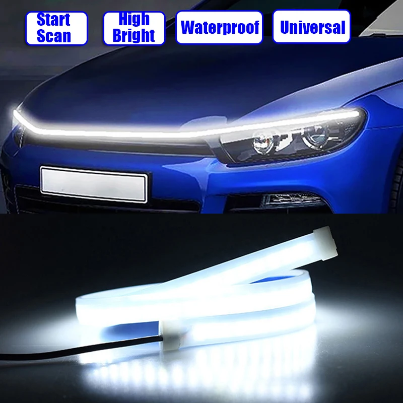 

Car Front Hood Start Scan LED Light Strip Car Lighting Decor Flexible Daytime Running Light Ambient Atmosphere Light Strip