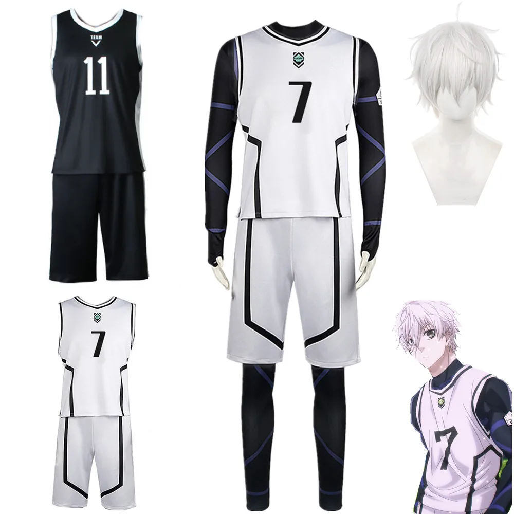 

Костюм для косплея Nagi Seishiro из аниме синий замок, белый, черный трикотажный футбольный комбинезон, боди для Хэллоуина, карнавала, женская одежда