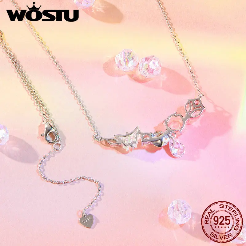 WOSTU оригинальное ожерелье из стерлингового серебра 925 пробы с волшебным цветком