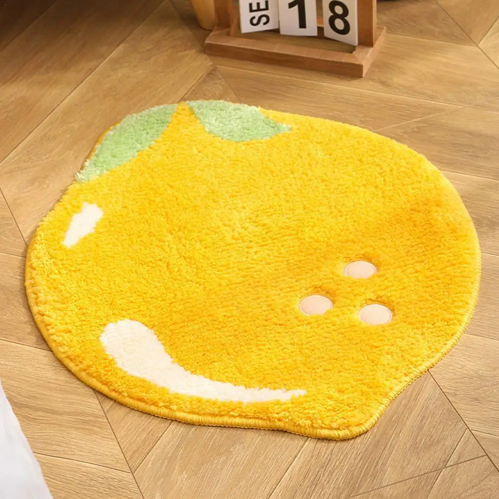 

Bathroom Floor Fruit Mat Flocking Non-slip Peach Lemon Home Foot Bedroom Pineapple Strawberry Door Shape Entrance Pad E9L3