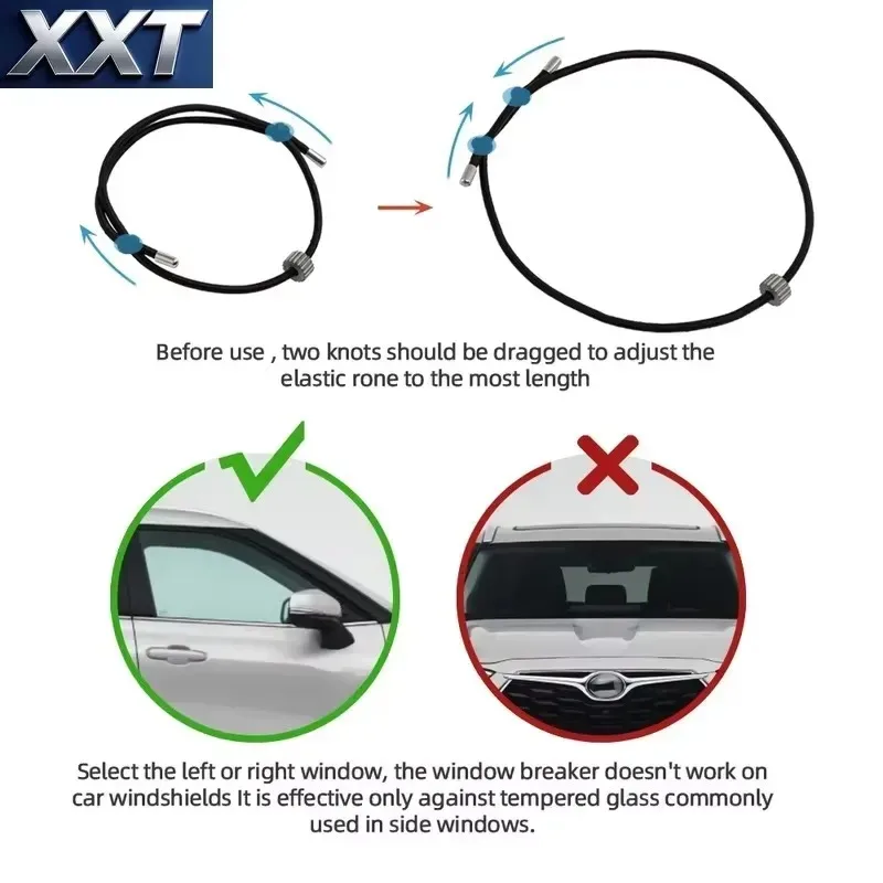 Фото XXT 2xБраслет-стеклобой для автомобиля, ремешок на запястье для разбивания стекол, молоток для самоспасения из автомобиля №3