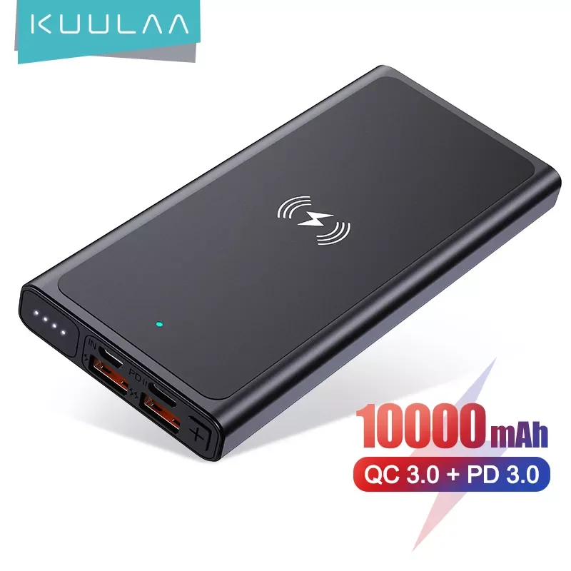 

KUULAA 10000mAh Qi Wireless Charger Power Bank External Battery Wireless Charging Powerbank For iPhone11 X