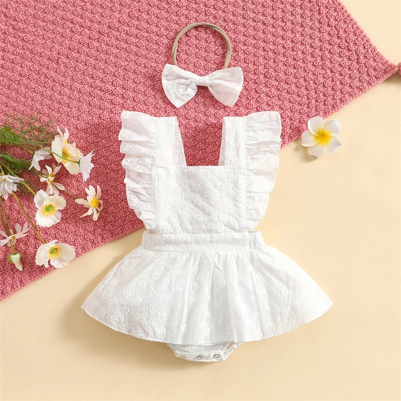 

Blotona Baby Girls Summer Casual Square Collar Romper, Ruffle Sleeve Floral Tutu Playsuit with Headband 0-18Months