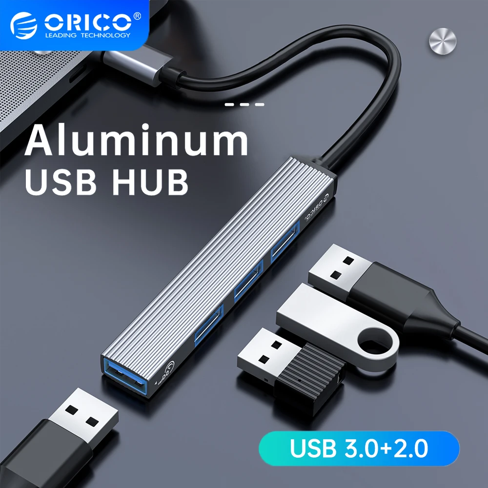 

ORICO Type C HUB Aluminum 4 Port USB 3.0 2.0 Ultra Slim Portable Splitter Card Reader Adapter Station For Computer Accessories