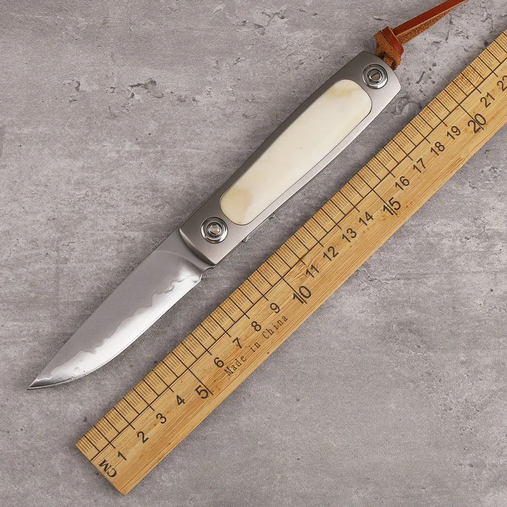 

SKD11 Steel TC4 Titanium Alloy Bullbone Handle Folding Knife Camping Outdoor Portable Tactical Sharp Pocket Knife