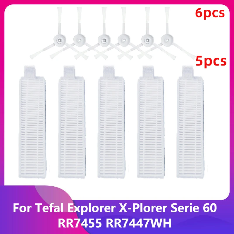 

Spare HEPA Filter Side Brush for Rowenta Tefal Explorer X-Plorer Serie 60 RG7447 RG7455 Robot Vacuum Cleaner Accessories