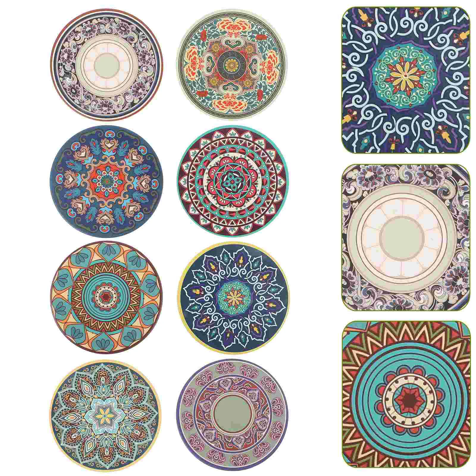 

8pcs Desktop Cup Pads Ceramic Coasters Heat-isolation Coasters Cup Mats Random Style