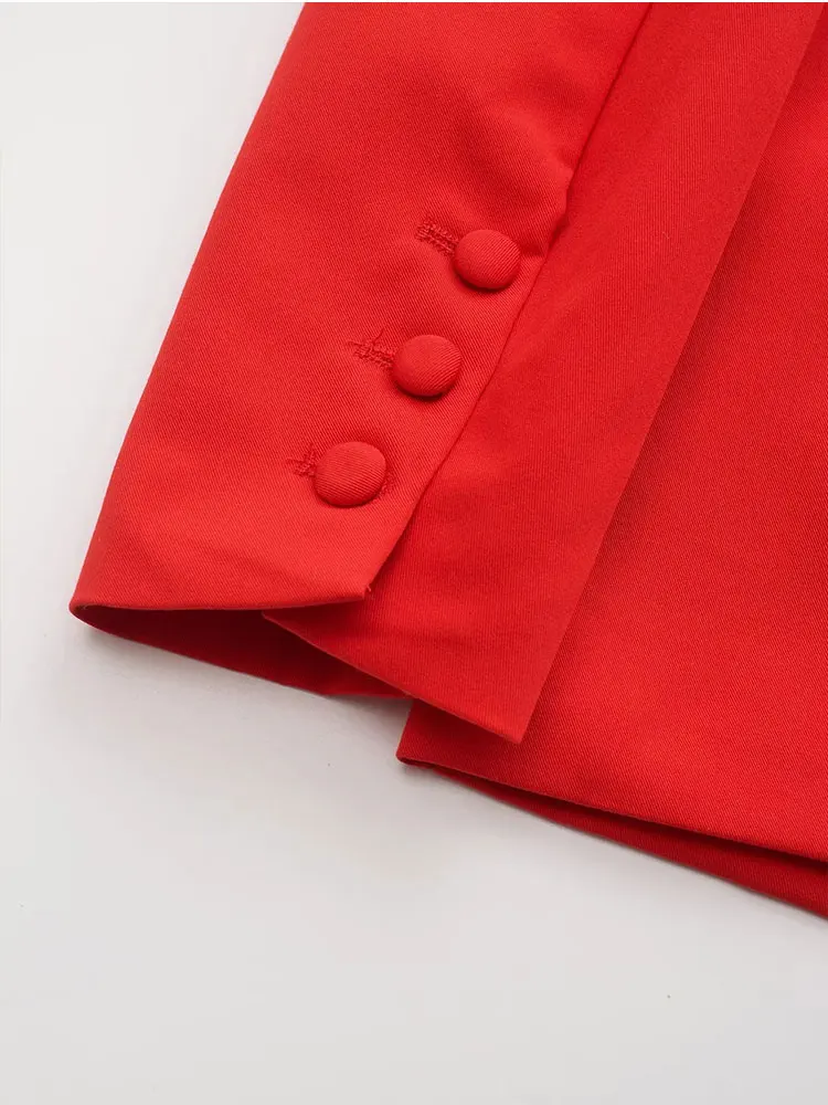 Женский офисный пиджак на пуговицах с длинным рукавом