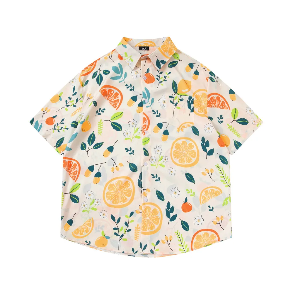 

OSCN7 Casual Printed Short Sleeve Shirt Men Street 2022 Hawaii Beach Oversize Women Fashion Harujuku Shirts for Men D2217