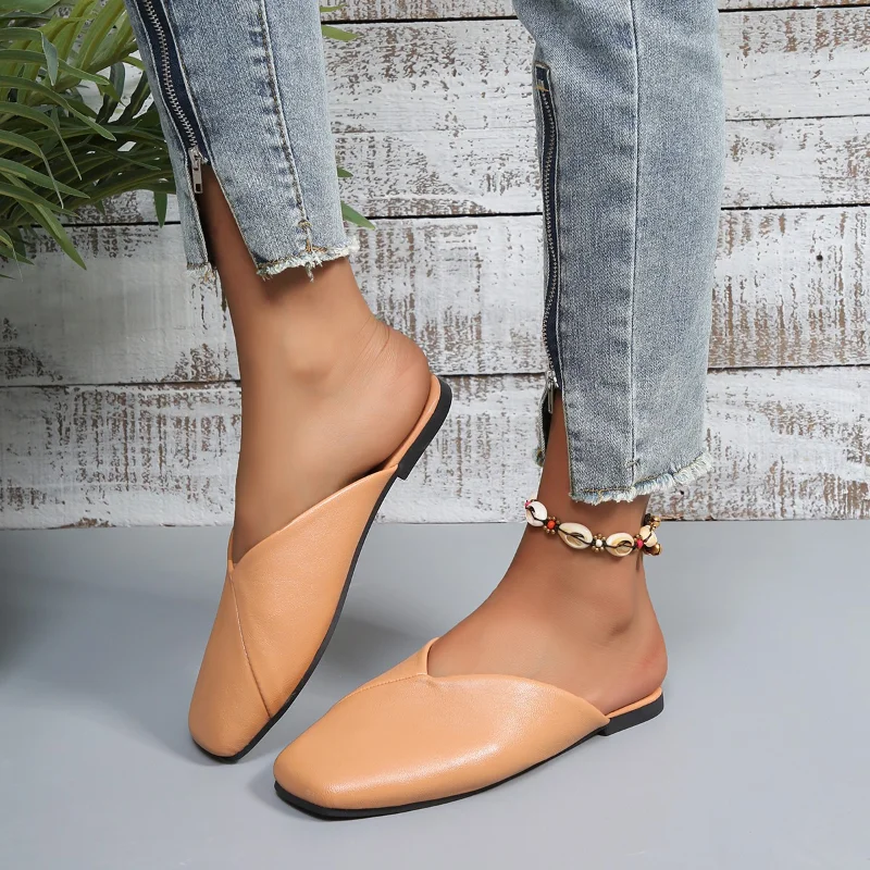 

2023 Summer Hot Sale Shoes for Women Closed Toe Women's Slippers Solid Flat Ladies Slippers Casual Sandals Female Zapatillas