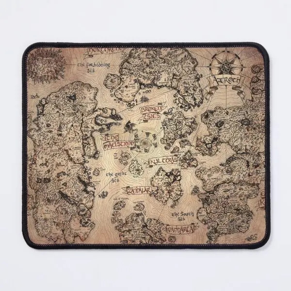 Vintage Map Of Azeroth From World Of War  Mouse Pad Gaming Mat Gamer Play Printing Computer Carpet Mousepad Mens Desk Table