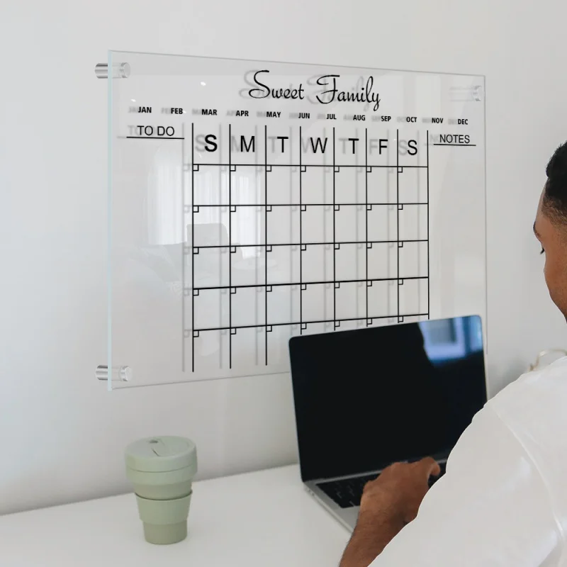 

[Wall Adhesive Wallpaper] Tyu044 Cross-Border Stereo Acrylic UV Printing Calendar Study Wall Week Schedule Erasable