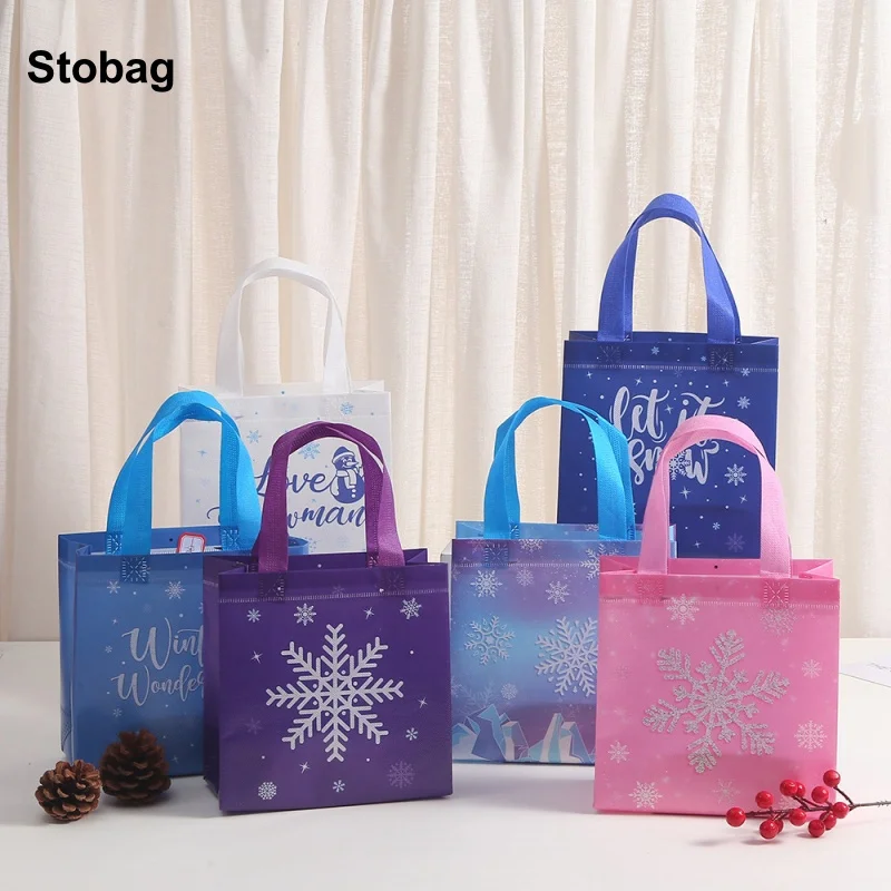 StoBag 24 шт. оптовая продажа Счастливого Рождества нетканые сумки-тоуты детский