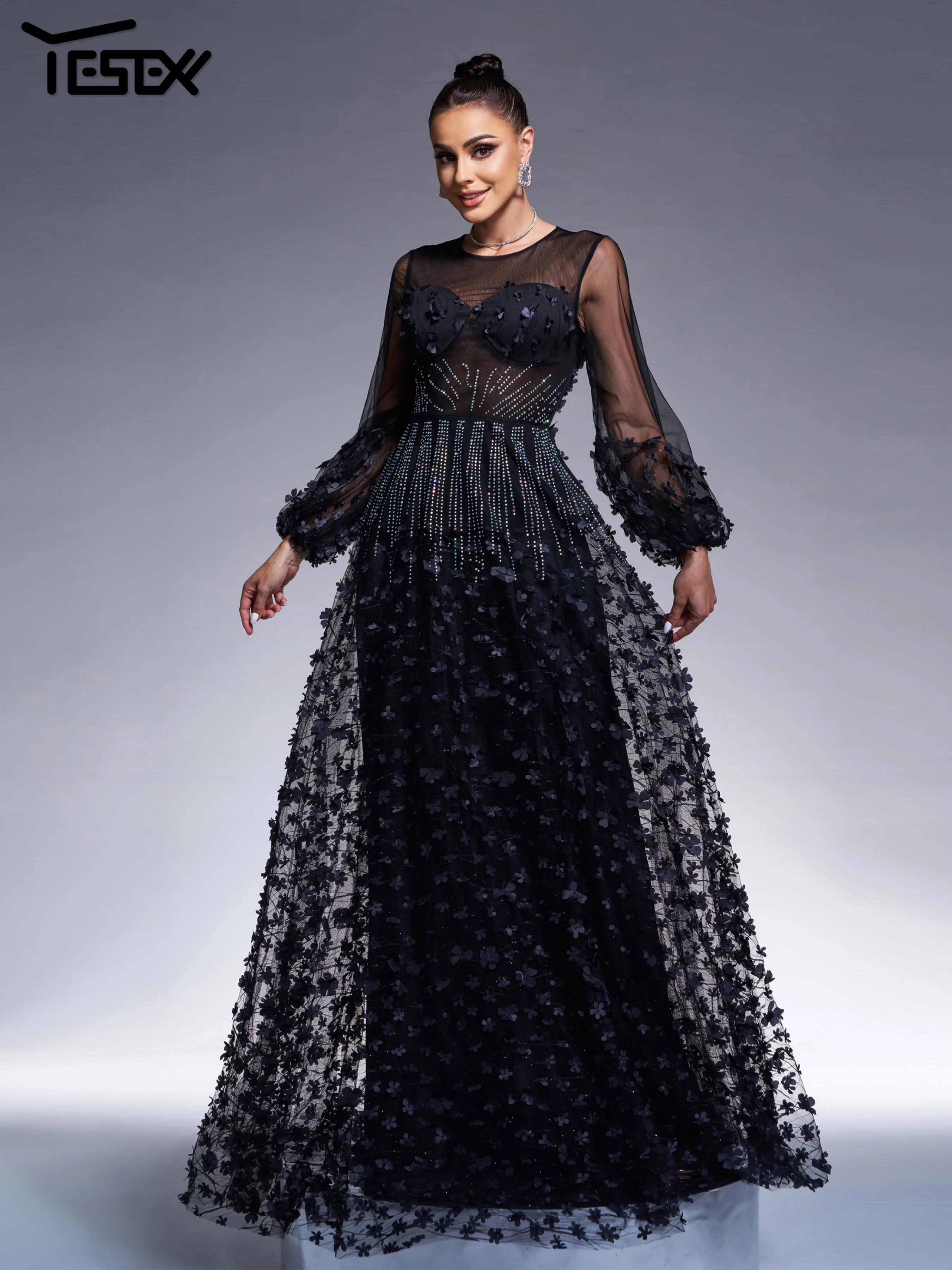 Yesexy черное тюлевое платье