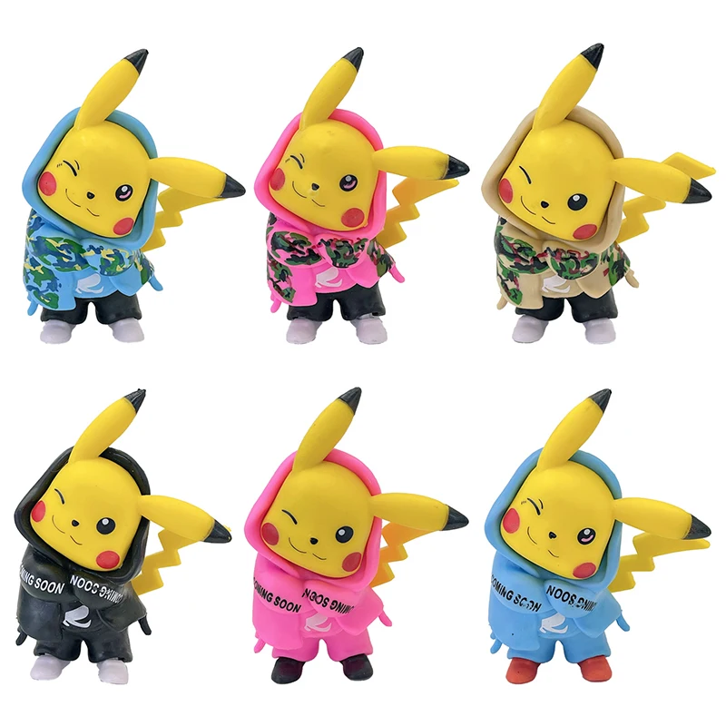 

Genuine Pokemon Star Camouflage Tide Clothes Pikachu Anime Figures Hand-made Bag Model Car Ornaments Blind Box Doll Toys Gifts