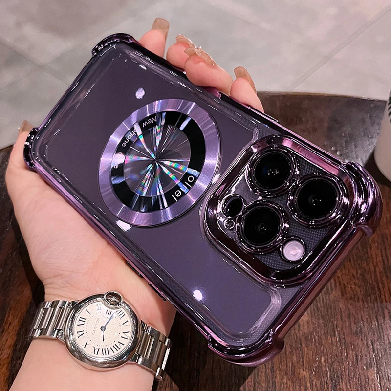 

Fashion Luxury Magsafe Phone Case For IPhone 14 13 11 12 Pro Max 14 Plus Wireless Charging Transparen Shockproof Advanced Cover