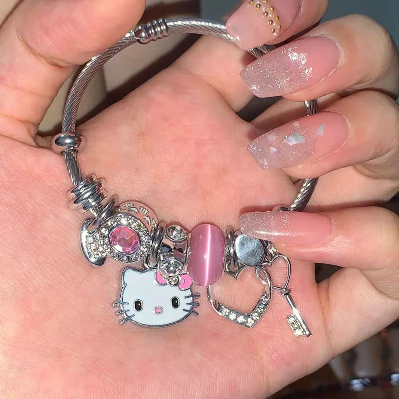 

Аксессуары Sanrio милые кулоны HelloKittys ожерелье браслет из бисера мультяшное милое кольцо красивые Ювелирные изделия Подарки для девочек