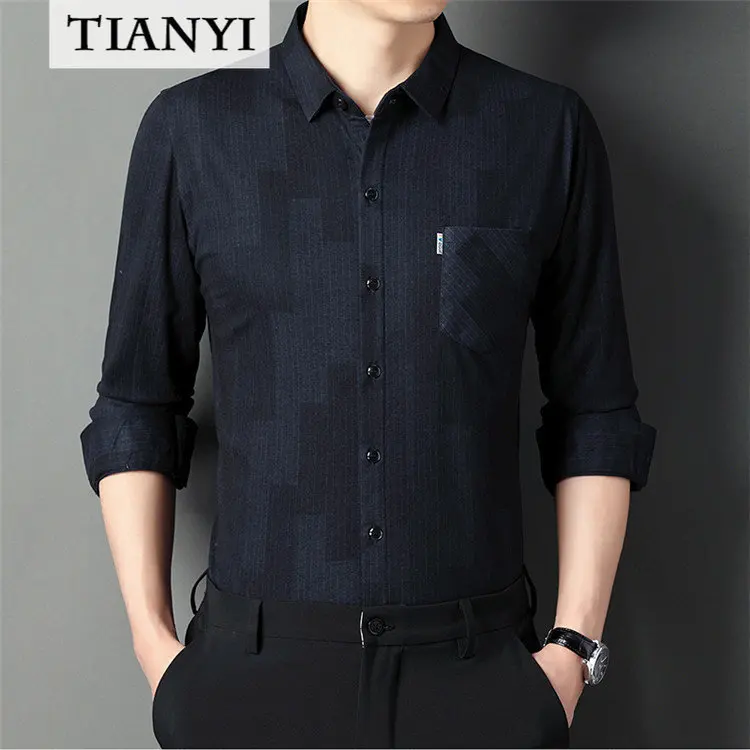 

High-quality Luxury Men's Cotton Shirts Men's Young and Middle-aged Business Casual Non-iron Shirts Longsleeve Shirt for Men