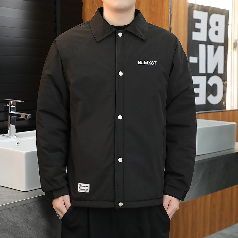 Fashion Men's Jackets Autumn Winter New Thick Warm Cotton Clothes Coat Lapel Short Men Casual Jackets Trend Men's Clothing