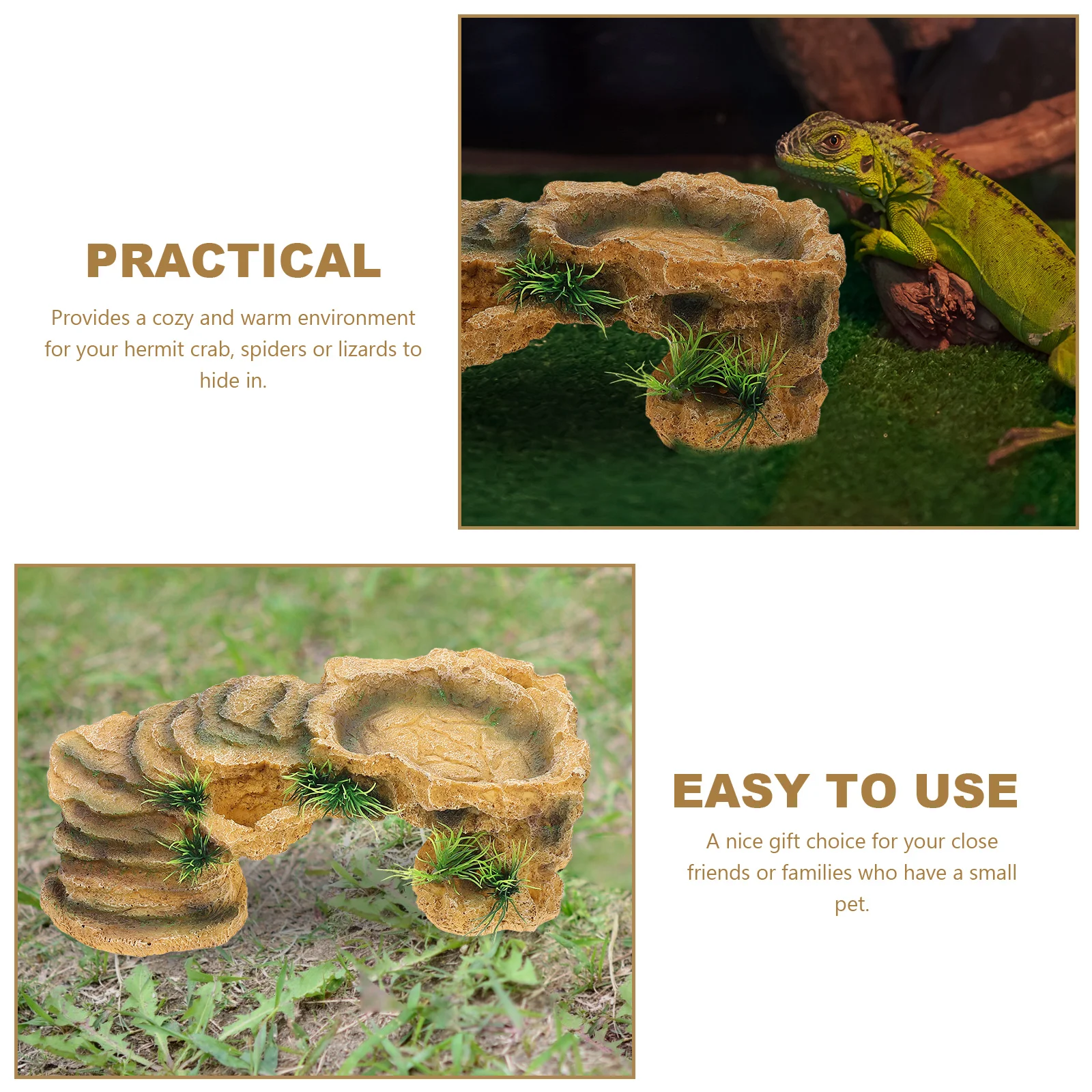 Ящерица черепаха терраса скрывающее укрытие аквариум украшение в виде рыбы хаки