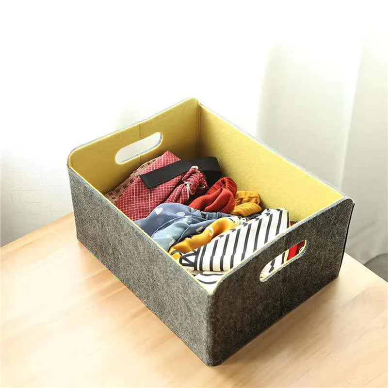 Nordic Felt Handmade Storage Basket Living Room Grey Sundries Folding Organizer Box Baby Toys Cloth Bedroom Sock 2022
