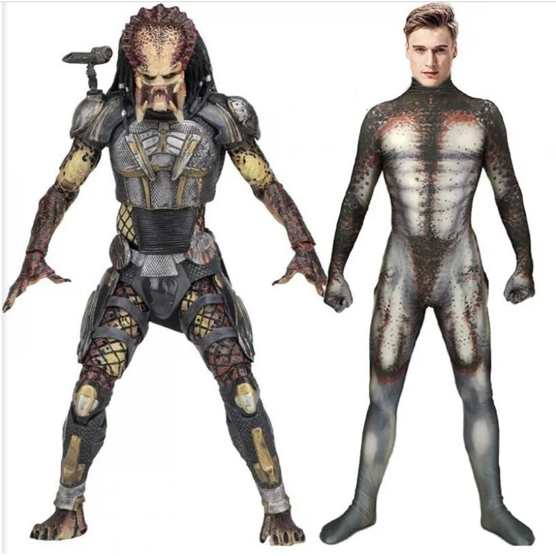 

Male Predator Cosplay Costume 3D Print Spandex Zentai Men Predator Basic Suit Halloween Superhero Bodysuit Adults Kids Jumpsuits