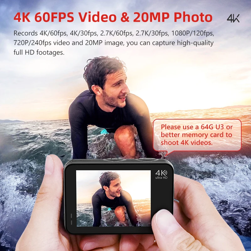 Kup Kamera Akcji AXNEN AX8 4K 60FPS EIS Nagrywanie Wideo 20MP Ultra HD Podwójny Wyświetlacz 2 Cal Z Ekranem Dotykowym Kamera Internetowa Wodoodporna Kamera Sportowa Tanie Kamera Akcji AXNEN AX8 4K 60FPS EIS Nagrywanie Wideo 20MP Ultra HD Podwójny Wyświetlacz 2 Cal Z Ekranem Dotykowym Kamera Internetowa Wodoodporna Kamera Sportowa
