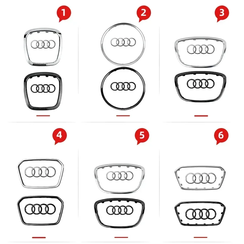 Фото Автомобильная наклейка на руль для Audi A6L A3 A4 A5 A6 A7 A8 Q3 Q5 Q7 Q8 TT S5 S7 S8 RS7 RS6 Эмблема Замененный логотип Автоаксессуары №2