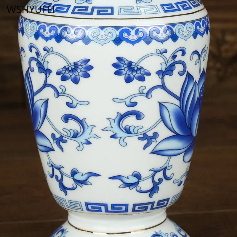 Сине-белая фарфоровая ваза керамическая Цветочная композиция коридора Будды
