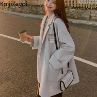 koijizayoi casual loose women solid blazer notched spring autumn coat long chic korean outwear tops blazers ol 2022 jackets